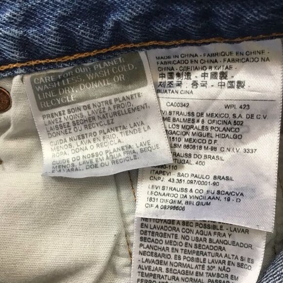 Levis 501 Blue Jeans Distressed ripped 100% cotton denim button fly straight 25 - Picture 4 of 14